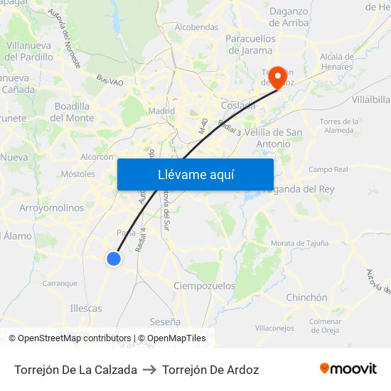 Torrejón De La Calzada to Torrejón De Ardoz map
