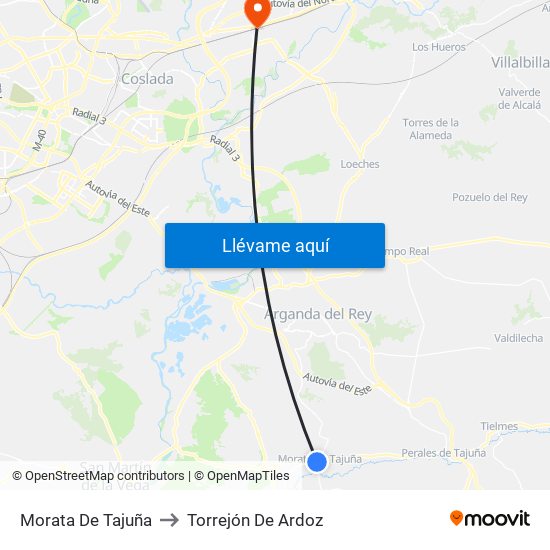 Morata De Tajuña to Torrejón De Ardoz map