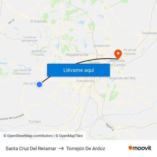 Santa Cruz Del Retamar to Torrejón De Ardoz map