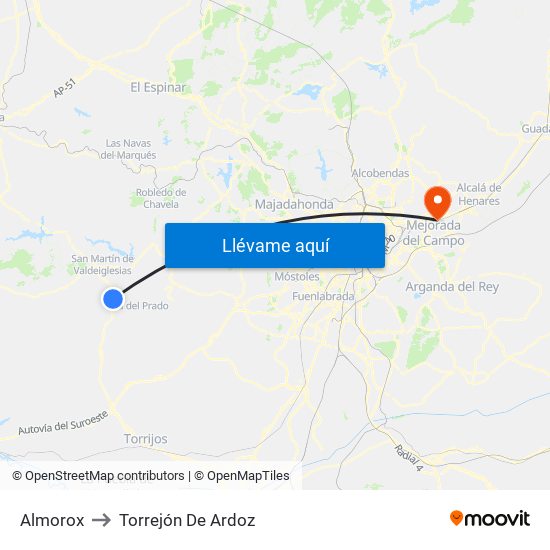 Almorox to Torrejón De Ardoz map