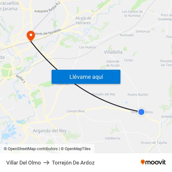 Villar Del Olmo to Torrejón De Ardoz map