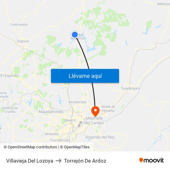 Villavieja Del Lozoya to Torrejón De Ardoz map