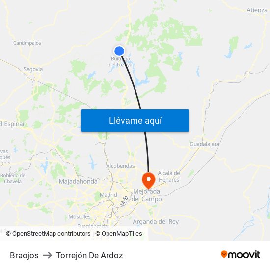 Braojos to Torrejón De Ardoz map