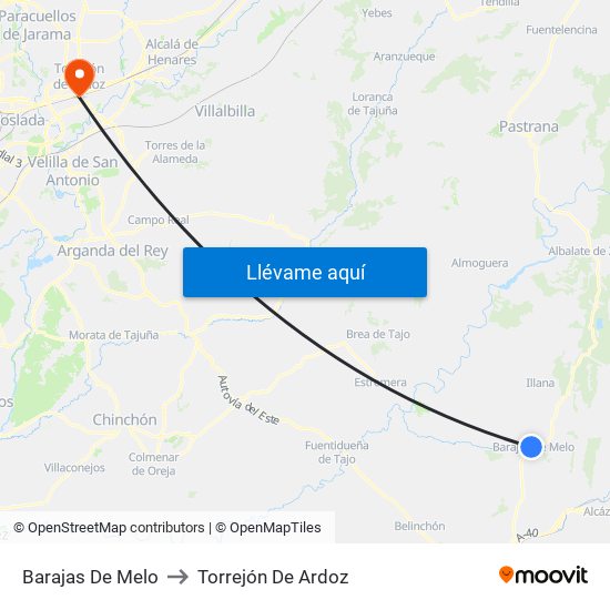Barajas De Melo to Torrejón De Ardoz map
