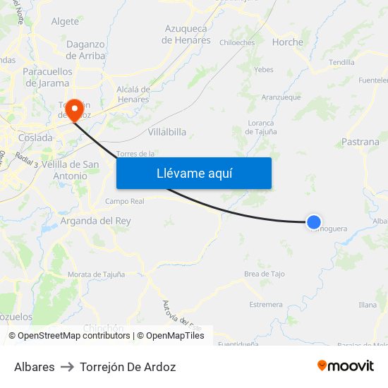 Albares to Torrejón De Ardoz map