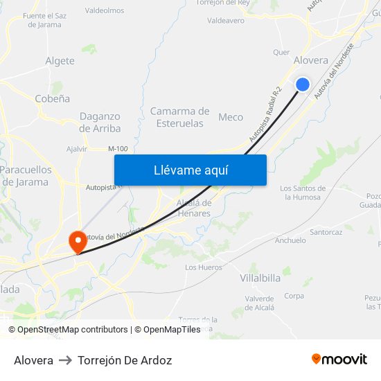 Alovera to Torrejón De Ardoz map