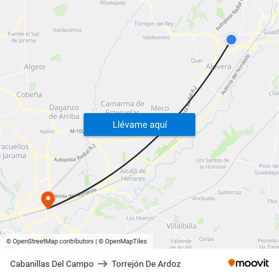 Cabanillas Del Campo to Torrejón De Ardoz map