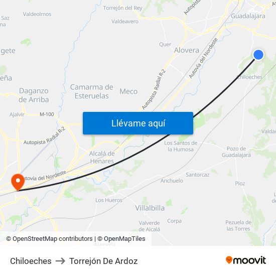 Chiloeches to Torrejón De Ardoz map