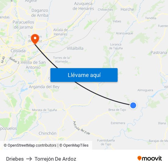 Driebes to Torrejón De Ardoz map