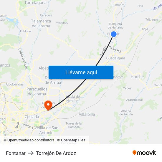 Fontanar to Torrejón De Ardoz map