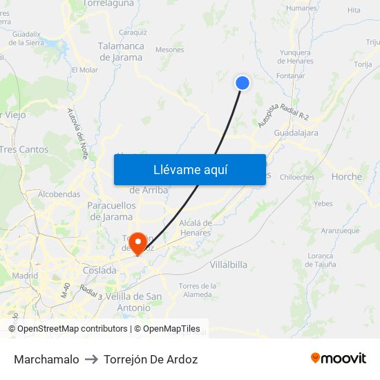 Marchamalo to Torrejón De Ardoz map