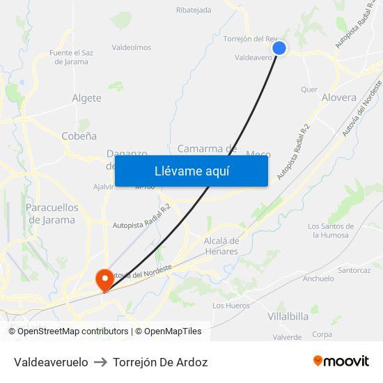 Valdeaveruelo to Torrejón De Ardoz map