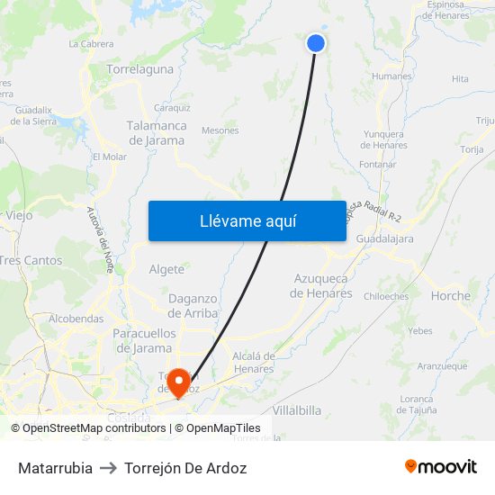 Matarrubia to Torrejón De Ardoz map