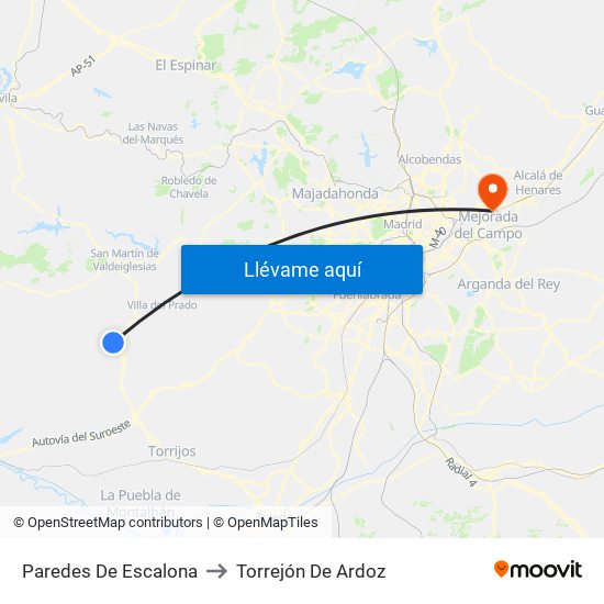 Paredes De Escalona to Torrejón De Ardoz map