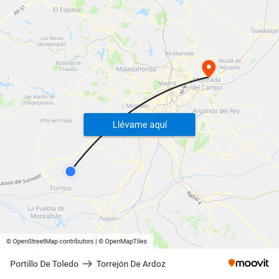 Portillo De Toledo to Torrejón De Ardoz map
