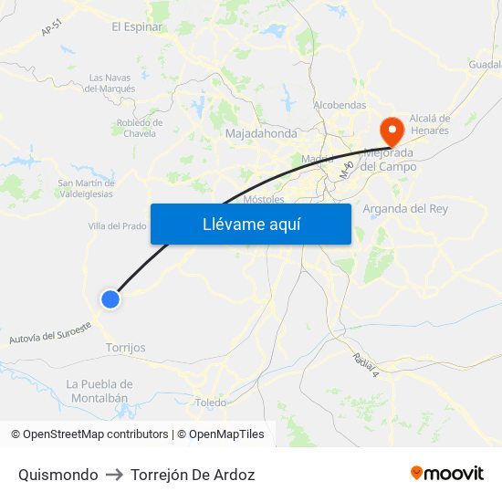 Quismondo to Torrejón De Ardoz map