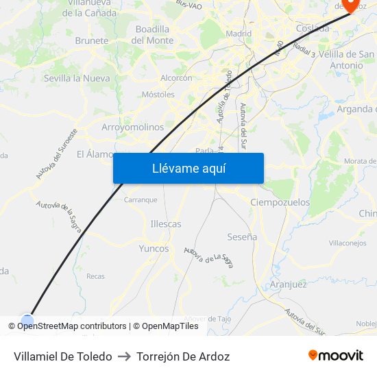 Villamiel De Toledo to Torrejón De Ardoz map
