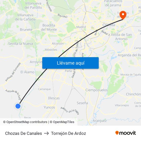 Chozas De Canales to Torrejón De Ardoz map