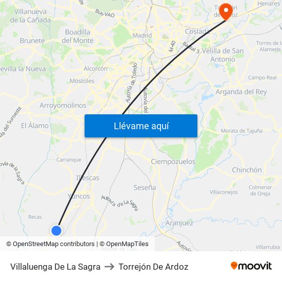 Villaluenga De La Sagra to Torrejón De Ardoz map