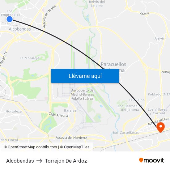 Alcobendas to Torrejón De Ardoz map