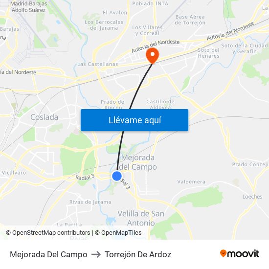 Mejorada Del Campo to Torrejón De Ardoz map