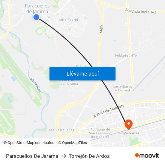 Paracuellos De Jarama to Torrejón De Ardoz map