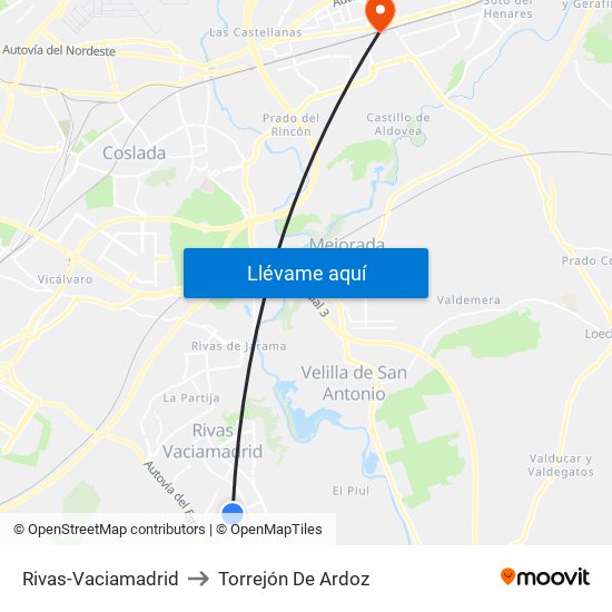 Rivas-Vaciamadrid to Torrejón De Ardoz map