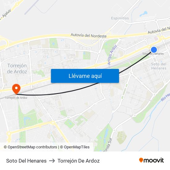 Soto Del Henares to Torrejón De Ardoz map