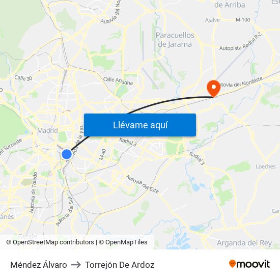 Méndez Álvaro to Torrejón De Ardoz map