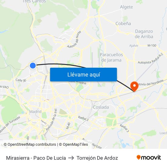 Mirasierra - Paco De Lucía to Torrejón De Ardoz map