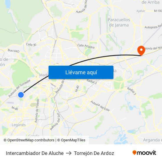 Intercambiador De Aluche to Torrejón De Ardoz map