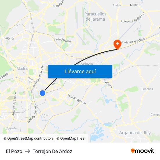 El Pozo to Torrejón De Ardoz map