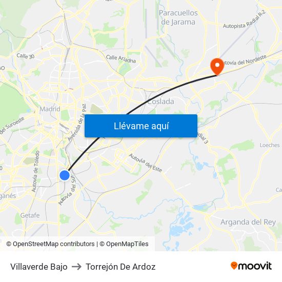 Villaverde Bajo to Torrejón De Ardoz map