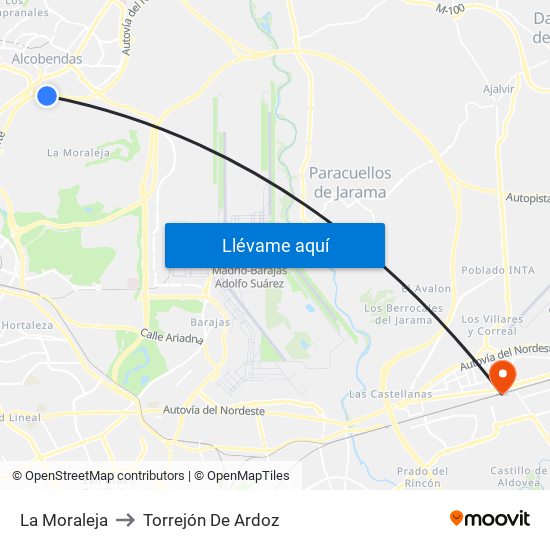 La Moraleja to Torrejón De Ardoz map