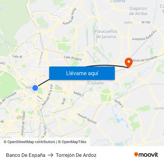 Banco De España to Torrejón De Ardoz map
