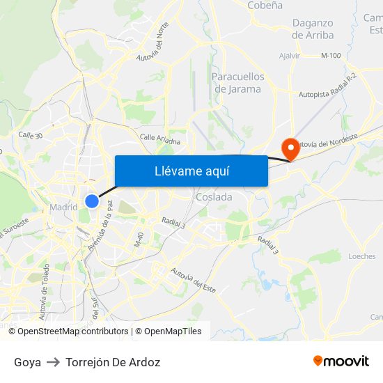 Goya to Torrejón De Ardoz map