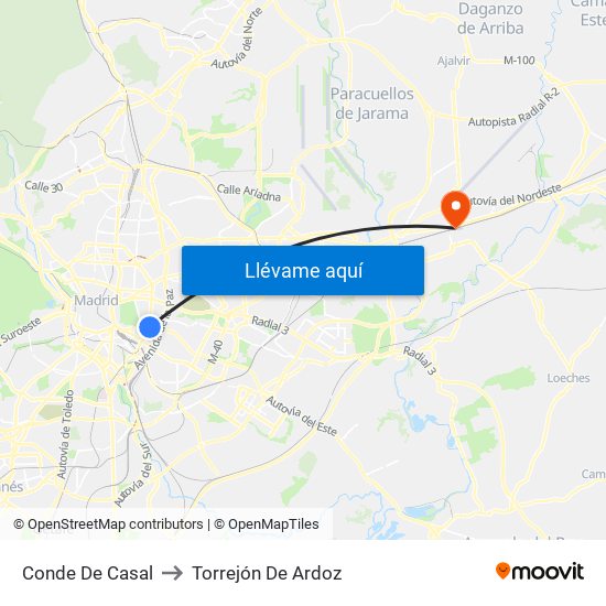 Conde De Casal to Torrejón De Ardoz map