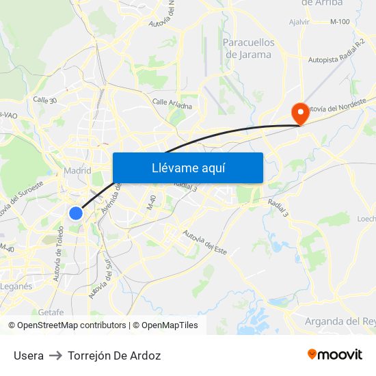 Usera to Torrejón De Ardoz map