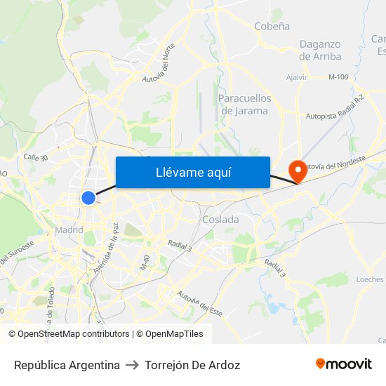 República Argentina to Torrejón De Ardoz map