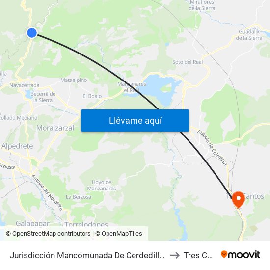 Jurisdicción Mancomunada De Cerdedilla Y Navacerrada to Tres Cantos map