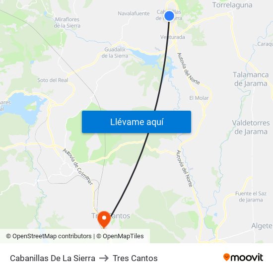 Cabanillas De La Sierra to Tres Cantos map