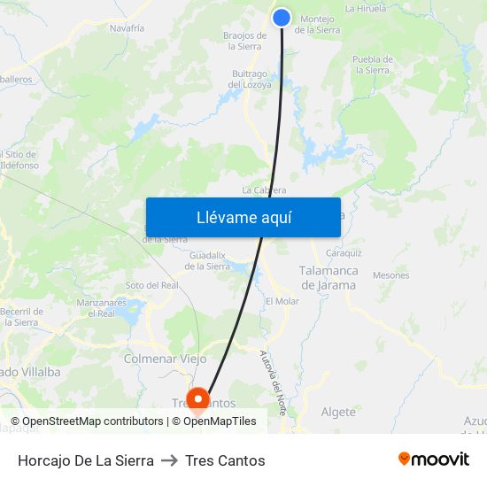 Horcajo De La Sierra to Tres Cantos map
