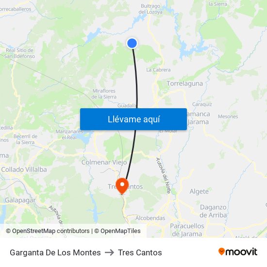 Garganta De Los Montes to Tres Cantos map