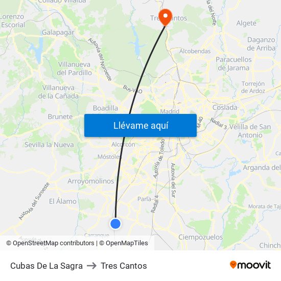 Cubas De La Sagra to Tres Cantos map
