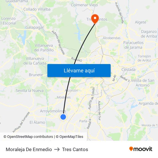 Moraleja De Enmedio to Tres Cantos map