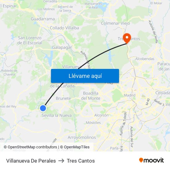 Villanueva De Perales to Tres Cantos map