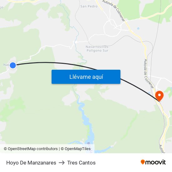 Hoyo De Manzanares to Tres Cantos map
