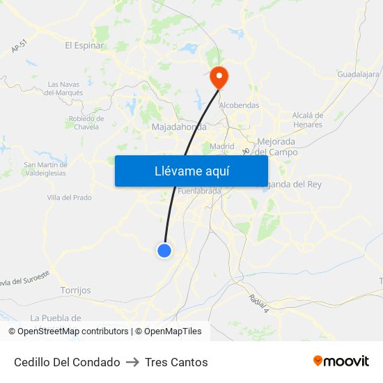 Cedillo Del Condado to Tres Cantos map