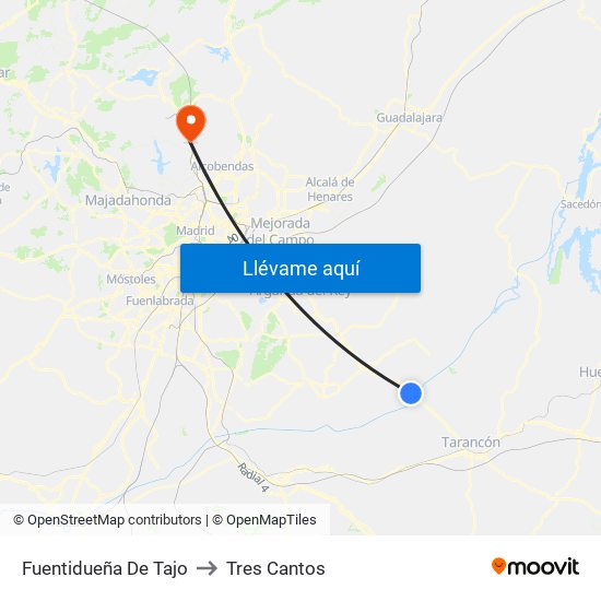 Fuentidueña De Tajo to Tres Cantos map
