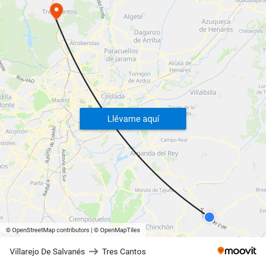 Villarejo De Salvanés to Tres Cantos map